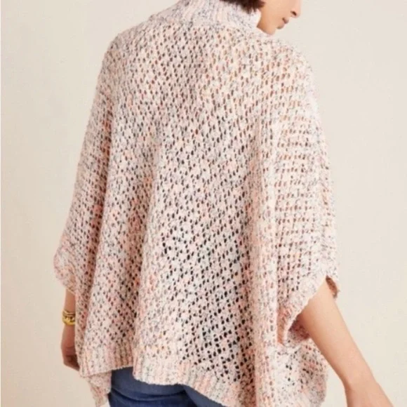 ANTHROPOLOGIE Akemi & Kin Hattie Multi Color Chunky Knit Poncho Sweater OS NWT - Picture 4 of 15